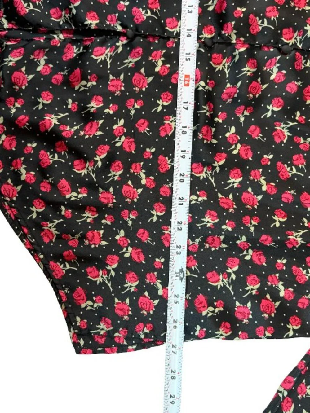 Free People Women’s Silk Floral Button Up Blouse Black Red Boho Top.
